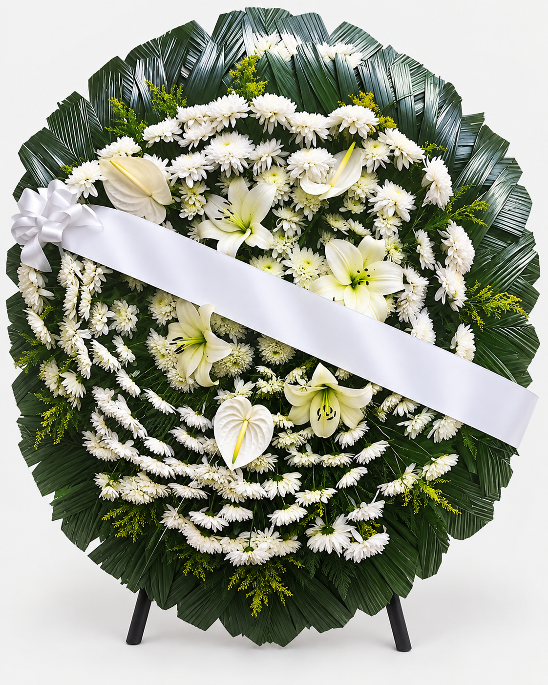 Coroa de flores 002 - branco e creme - Jardim do Pêssego