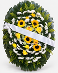 Coroa de flores 005 - branco e amarelo - Jardim do Pêssego