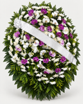 Coroa de flores 012 - branco, roxo e lilás - Jardim do Pêssego